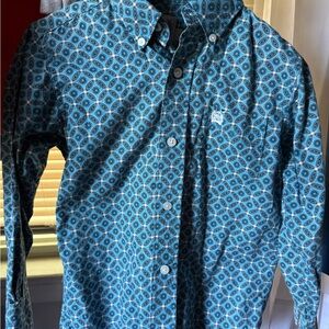 Cinch Men's Teal Geometric Button Down Shirt